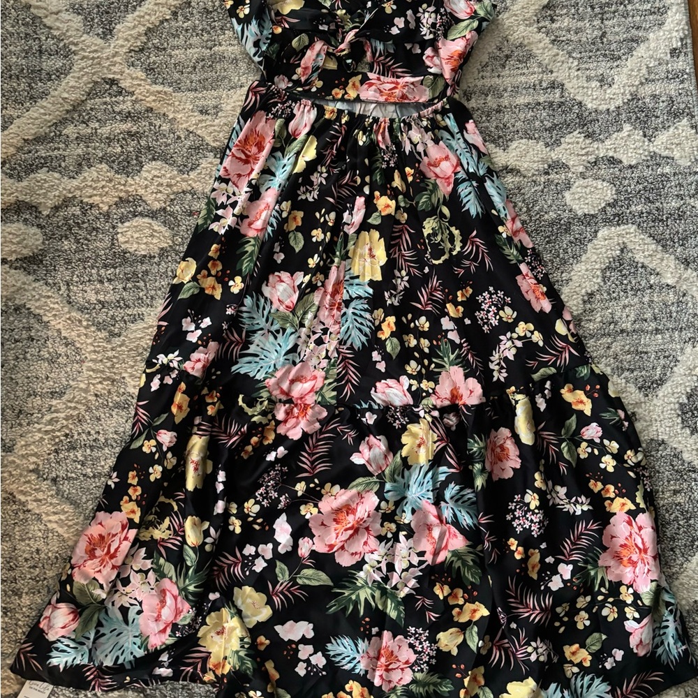 Cupshe Black Pink Backless Tie Front Sundress - Picture 3 of 7